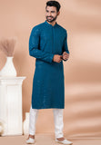 Designer Teal Blue Sequin Embroidered Kurta Set – SCKP4804