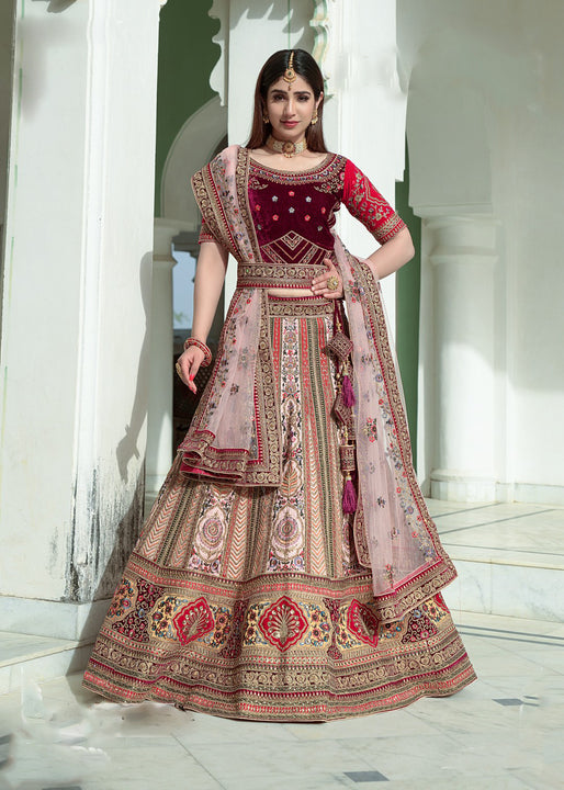 Gorgeous Royal Pink Embroidered Designer Wedding Lehenga Choli With Stunning Dupatta SNT-90001