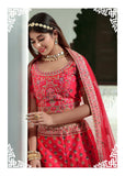 Magnificent Red Embroidered Designer Wedding Lehenga Choli With Stunning Dupatta SNT-90002