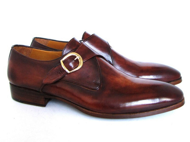 Paul Parkman Men's Brown & Camel Monkstrap Dress Shoes (Id#011B44) Size 11.5 D(M) Us