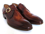 Paul Parkman Men's Brown & Camel Monkstrap Dress Shoes (Id#011B44) Size 9.5-10 D(M) Us