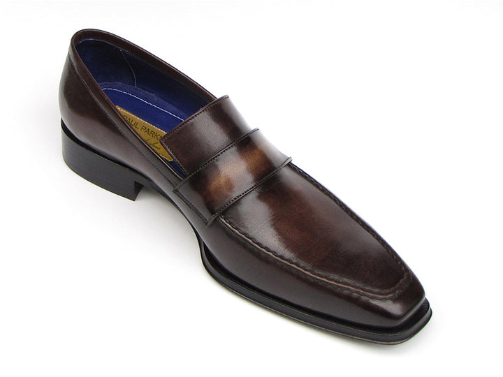 Paul Parkman Men's Loafer Bronze Hand Painted Leather Shoes (Id#012)  8-8.5 D(M) US