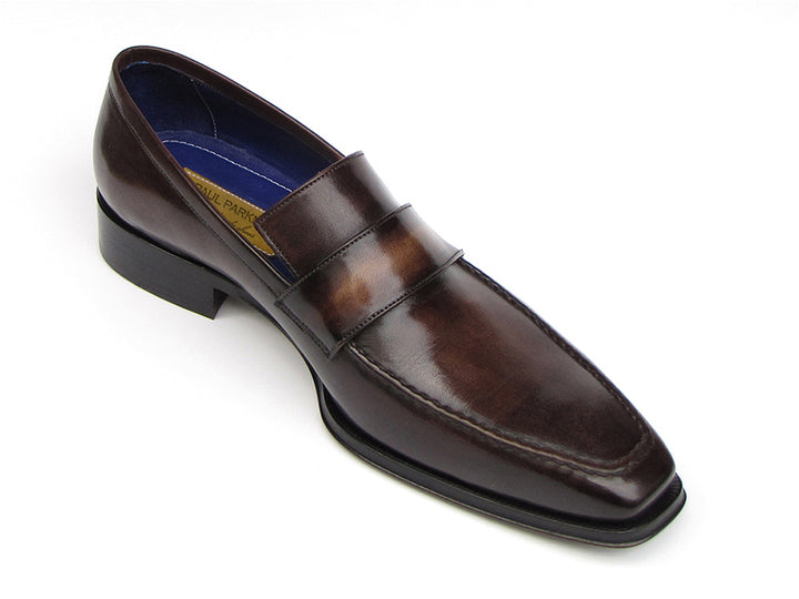 Paul Parkman Men's Loafer Bronze Hand Painted Leather Shoes (Id#012) Size 7.5 D(M) US