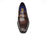 Paul Parkman Men's Loafer Bronze Hand Painted Leather Shoes (Id#012) Size 13 D(M) US