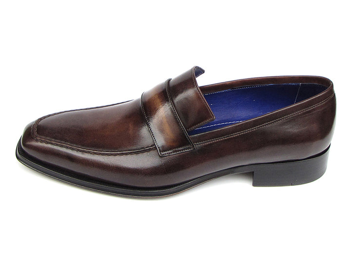 Paul Parkman Men's Loafer Bronze Hand Painted Leather Shoes (Id#012)