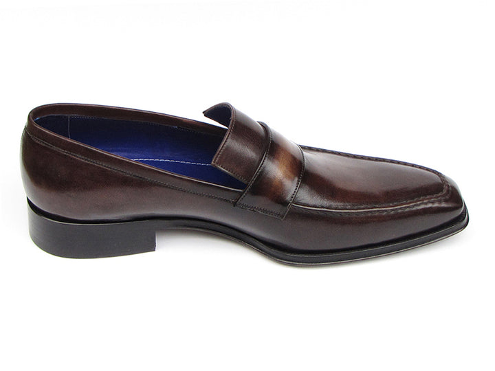 Paul Parkman Men's Loafer Bronze Hand Painted Leather Shoes (Id#012)  8-8.5 D(M) US