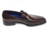 Paul Parkman Men's Loafer Bronze Hand Painted Leather Shoes (Id#012) Size 6 D(M) US