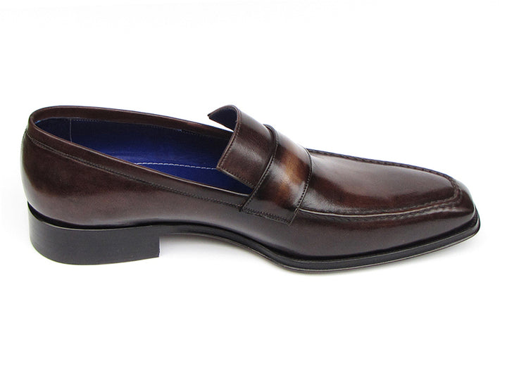 Paul Parkman Men's Loafer Bronze Hand Painted Leather Shoes (Id#012) Size 9-9.5 D(M) US