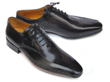 Paul Parkman Men's Black Leather Oxfords Shoes - Side Handsewn Leather Upper (Id#018) Size 9-9.5 D(M) US