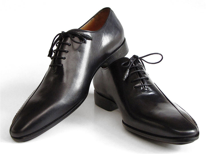 Paul Parkman Men's Black Leather Oxfords Shoes - Side Handsewn Leather Upper (Id#018) Size 10.5-11 D(M) US