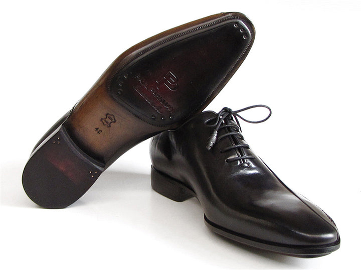 Paul Parkman Men's Black Leather Oxfords Shoes - Side Handsewn Leather Upper (Id#018) Size 12-12.5 D(M) US