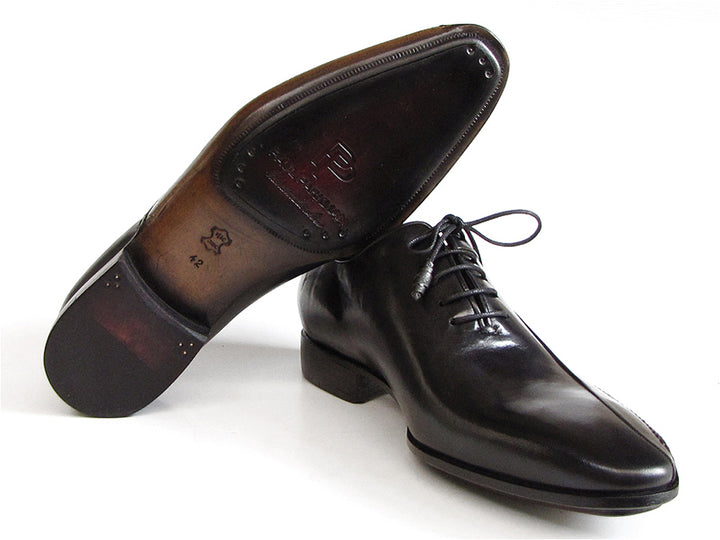 Paul Parkman Men's Black Leather Oxfords Shoes - Side Handsewn Leather Upper (Id#018) Size 9-9.5 D(M) US