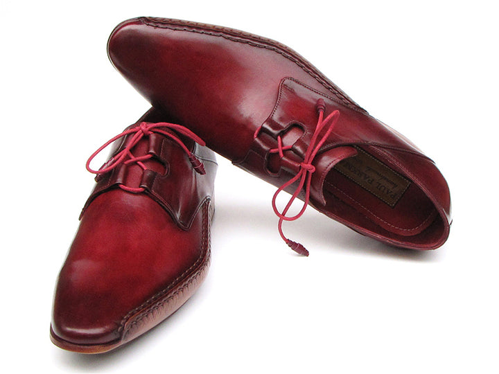 Paul Parkman Men's Ghillie Lacing Side Handsewn Dress Shoes - Burgundy Leather Upper (Id#022) Size 6 D(M) US