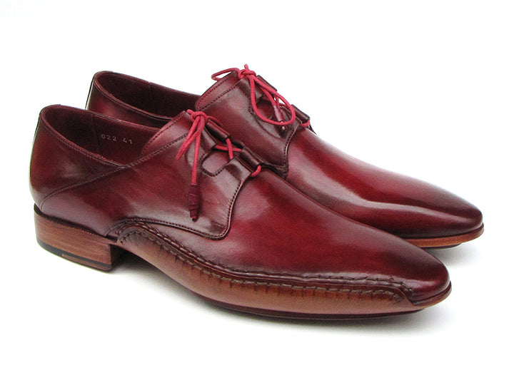 Paul Parkman Men's Ghillie Lacing Side Handsewn Dress Shoes - Burgundy Leather Upper (Id#022) Size 6.5-7 D(M) US