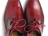 Paul Parkman Men's Ghillie Lacing Side Handsewn Dress Shoes - Burgundy Leather Upper (Id#022) Size 9-9.5 D(M) US