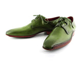 Paul Parkman Men's Ghillie Lacing Side Handsewn Green Dress Shoes (Id#022) Size 7.5 D(M) Us