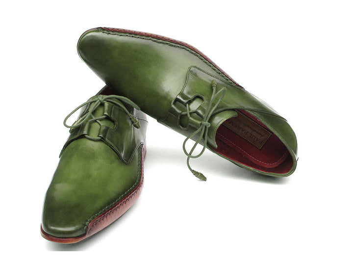 Paul Parkman Men's Ghillie Lacing Side Handsewn Green Dress Shoes (Id#022) Size 11.5 D(M) Us