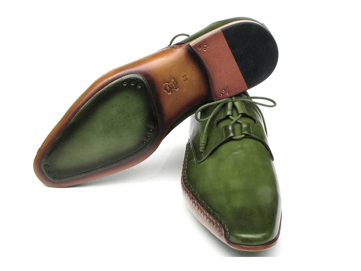 Paul Parkman Men's Ghillie Lacing Side Handsewn Green Dress Shoes (Id#022) Size 13 D(M) Us