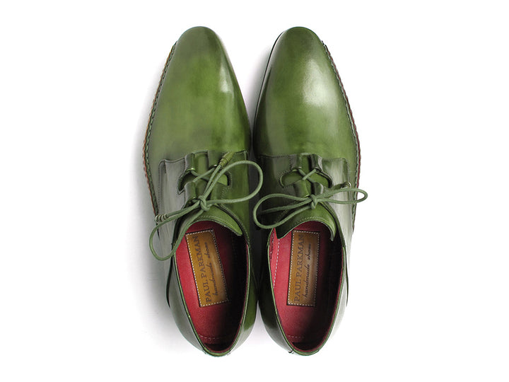 Paul Parkman Men's Ghillie Lacing Side Handsewn Green Dress Shoes (Id#022) Size 7.5 D(M) Us