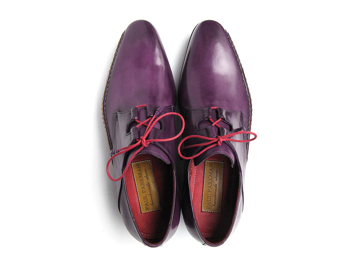 Paul Parkman Men's Ghillie Lacing Side Handsewn Purple Dress Shoes (Id#022) Size 9-9.5 D(M) Us