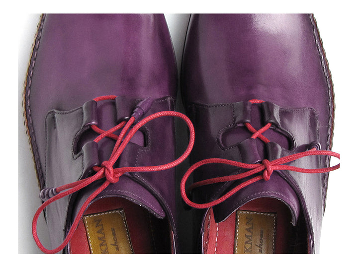 Paul Parkman Men's Ghillie Lacing Side Handsewn Purple Dress Shoes (Id#022) Size 9.5-10 D(M) Us