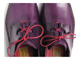 Paul Parkman Men's Ghillie Lacing Side Handsewn Purple Dress Shoes (Id#022) Size 7.5 D(M) Us
