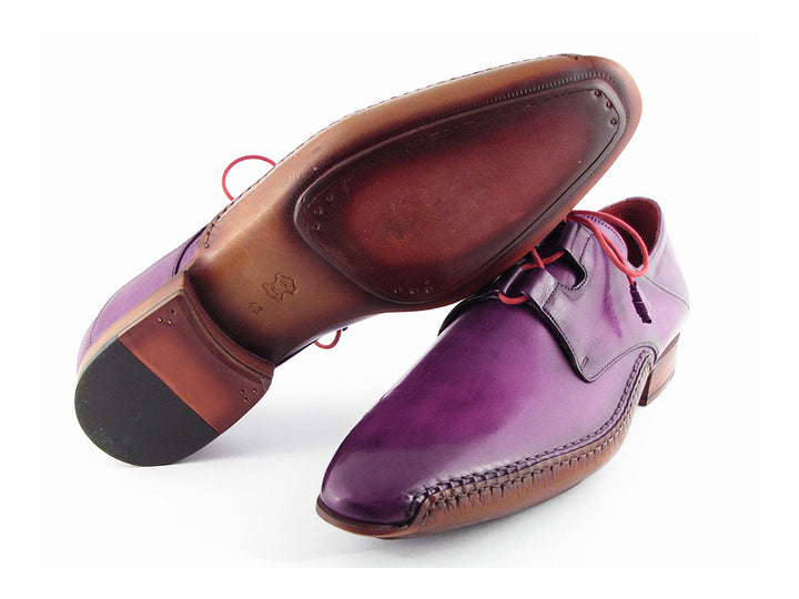 Paul Parkman Men's Ghillie Lacing Side Handsewn Purple Dress Shoes (Id#022) Size 12-12.5 D(M) Us