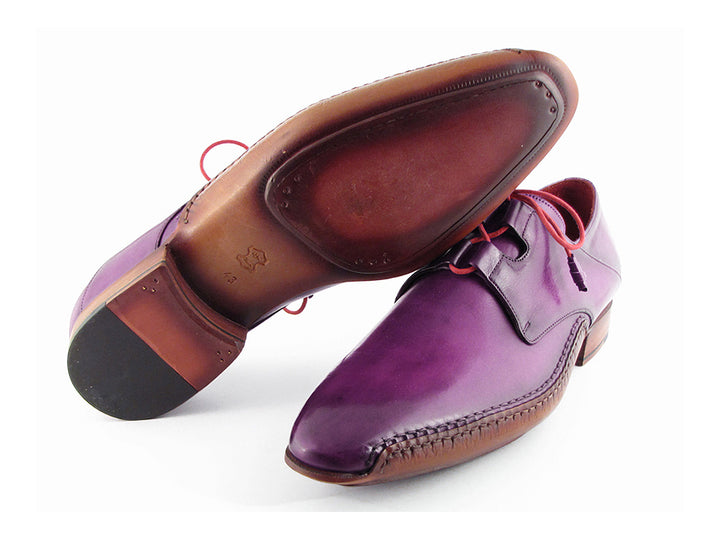 Paul Parkman Men's Ghillie Lacing Side Handsewn Purple Dress Shoes (Id#022) Size 8-8.5 D(M) Us