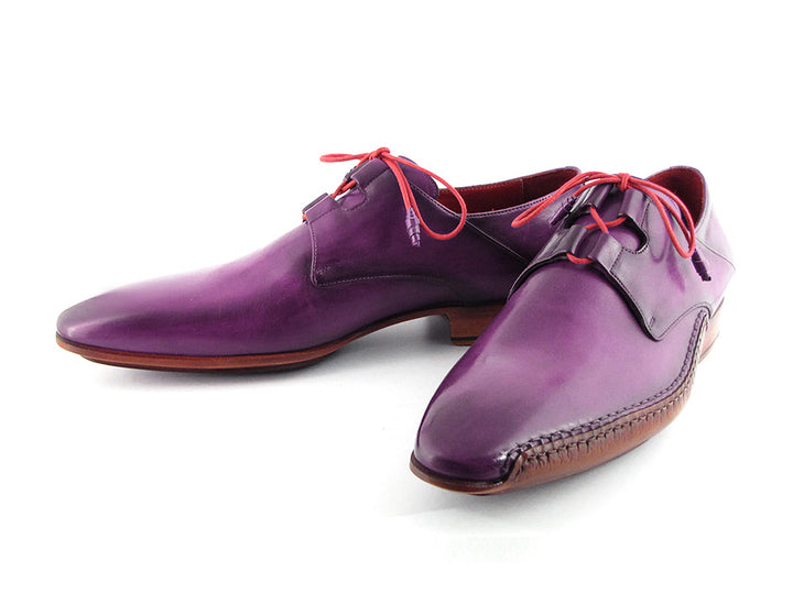 Paul Parkman Men's Ghillie Lacing Side Handsewn Purple Dress Shoes (Id#022) Size 6.5-7 D(M) Us
