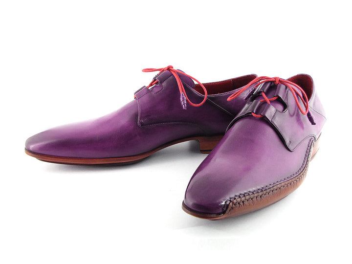 Paul Parkman Men's Ghillie Lacing Side Handsewn Purple Dress Shoes (Id#022) Size 9-9.5 D(M) Us