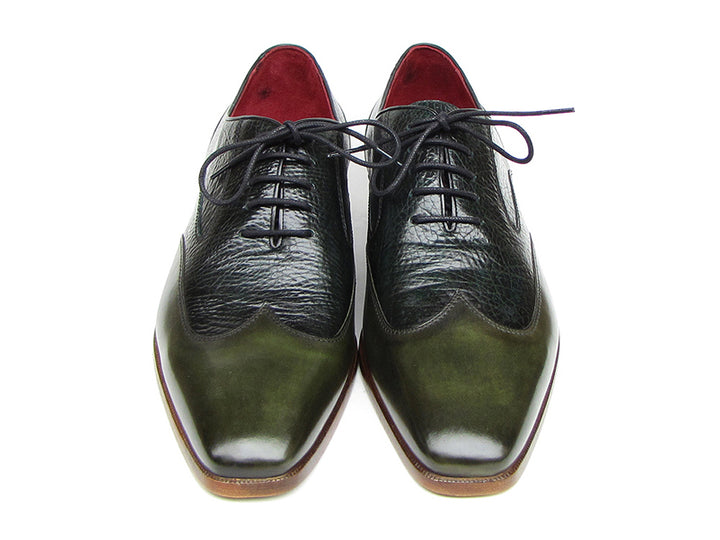 Paul Parkman Men's Wingtip Oxford Floater Leather Green Shoes (Id#023) Size 8-8.5 D(M) US