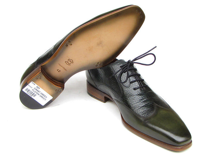 Paul Parkman Men's Wingtip Oxford Floater Leather Green Shoes (Id#023) Size 9-9.5 D(M) US