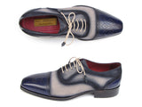 Paul Parkman Men's Captoe Oxfords Navy / Beige Hand-Painted Shoes (Id#024) Size 11.5 D(M) US