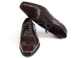 Paul Parkman Men's Captoe Oxfords Bordeaux & Brown Hand-Painted Shoes (Id#024) Size 6 D(M) US