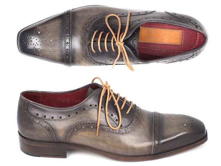 Paul Parkman Men's Captoe Oxfords Gray Shoes (ID#024-GRAY) Size 9.5-10 D(M) US