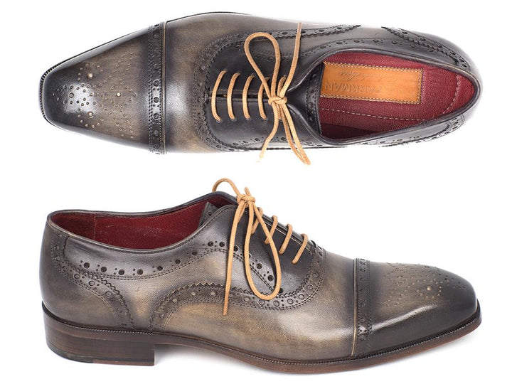 Paul Parkman Men's Captoe Oxfords Gray Shoes (ID#024-GRAY) Size 10.5-11 D(M) US