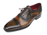 Paul Parkman Men's Captoe Oxfords Camel & Olive Shoes (Id#024) Size 11.5 D(M) US