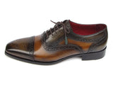 Paul Parkman Men's Captoe Oxfords Camel & Olive Shoes (Id#024) Size 9-9.5 D(M) US