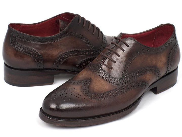 Paul Parkman Men's Wingtip Oxford Goodyear Welted Tobacco Shoes (Id#027) Size 12-12.5 D(M) US