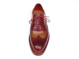 Paul Parkman Men's Triple Leather Sole Wingtip Brogues Bordeaux & Camel Shoes (Id#027) Size 6.5-7 D(M) US