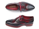 Paul Parkman Men's Triple Leather Sole Wingtip Brogues Navy & Red Shoes (Id#027) Size 9.5-10 D(M) US