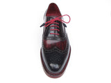 Paul Parkman Men's Triple Leather Sole Wingtip Brogues Navy & Red Shoes (Id#027) Size 6 D(M) US