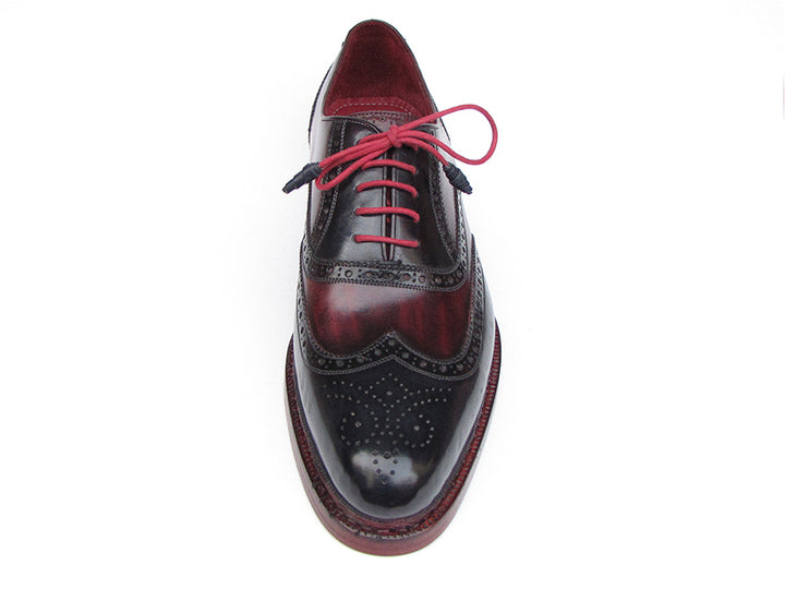 Paul Parkman Men's Triple Leather Sole Wingtip Brogues Navy & Red Shoes (Id#027) Size 11.5 D(M) US