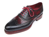 Paul Parkman Men's Triple Leather Sole Wingtip Brogues Navy & Red Shoes (Id#027) Size 6.5-7 D(M) US