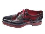 Paul Parkman Men's Triple Leather Sole Wingtip Brogues Navy & Red Shoes (Id#027)