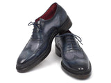 Paul Parkman Men's Triple Leather Sole Wingtip Brogues Blue Shoes (ID#027-TRP-BLU) Size 7.5 D(M) US