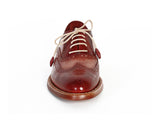 Paul Parkman Men's Wingtip Oxfords Bordeaux & Camel Shoes (Id#027B) Size 6.5-7 D(M) Us