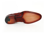 Paul Parkman Men's Wingtip Oxfords Bordeaux & Camel Shoes (Id#027B) Size 6.5-7 D(M) Us