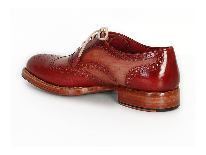 Paul Parkman Men's Wingtip Oxfords Bordeaux & Camel Shoes (Id#027B) Size 7.5 D(M) Us