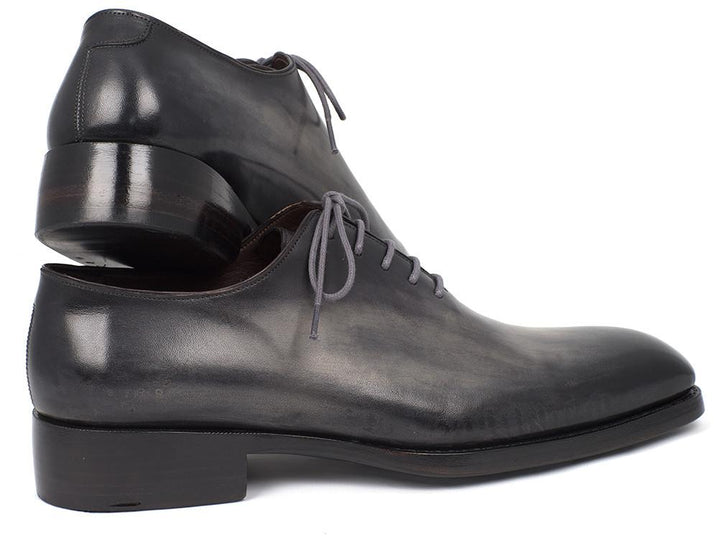 Paul Parkman Goodyear Welted Wholecut Oxfords Gray Black Hand-Painted Shoes (ID#044GRY) Size 9.5-10 D(M) US